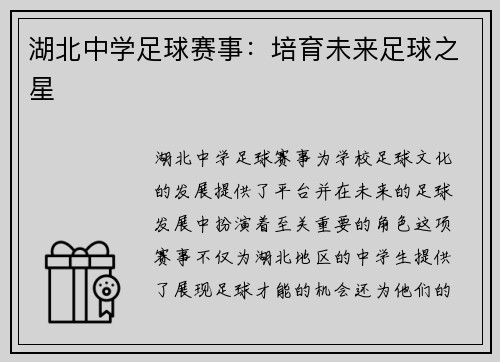 湖北中学足球赛事：培育未来足球之星